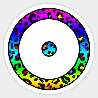 The Sun Planet Symbol in Dark Rainbow Leopard Print Sticker